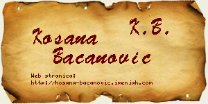 Kosana Bacanović vizit kartica